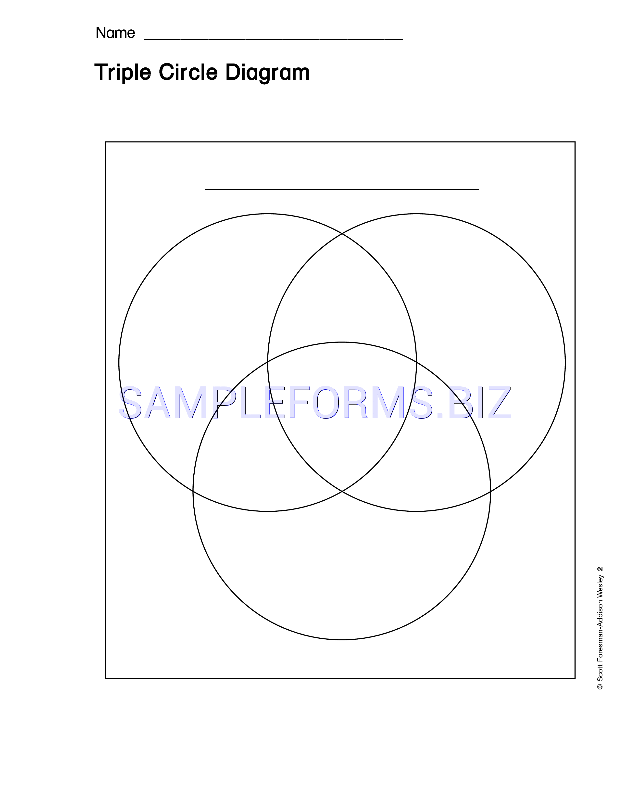 Preview free downloadable Triple Venn Diagram Template in PDF (page 1)